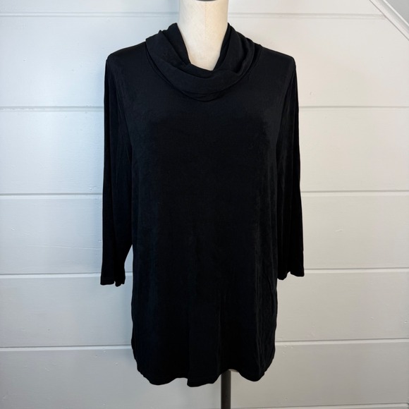Chico's Tops - Chicos Travelers Size 3 XL 16 Black Cowl Neck 3/4 Sleeve Shirt Top